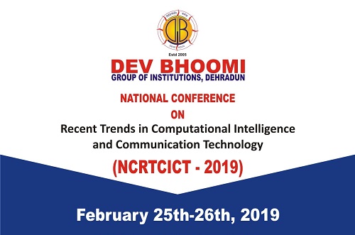 NCRTCICT 2019 – National Conference on Recent Trends in Computational Intelligence and Communication Technology by Department of Computer Science & Engineering, Computer Application