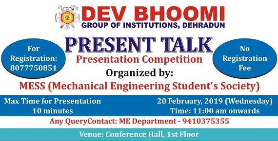 PRESENT TALK by Department of Mechanical Engineering